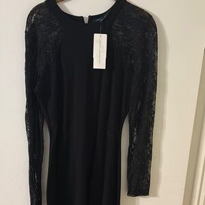 Elegant Black Lace Sleeve Dress